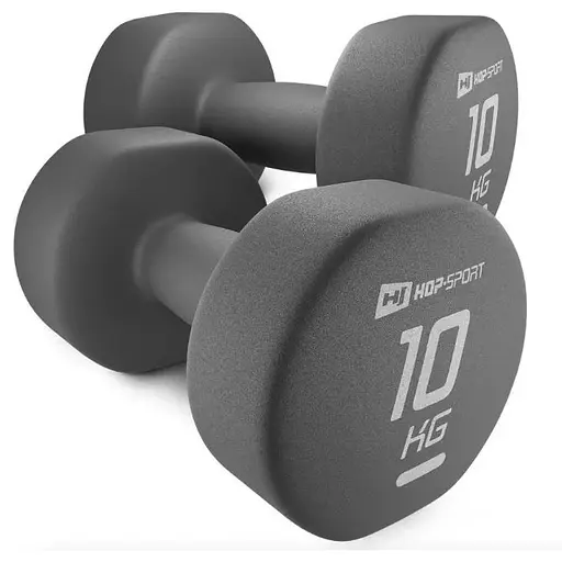 Гантели для фитнеса Hop-Sport неопреновые круглые HS-V100DR 2x10кг серый - фото 6