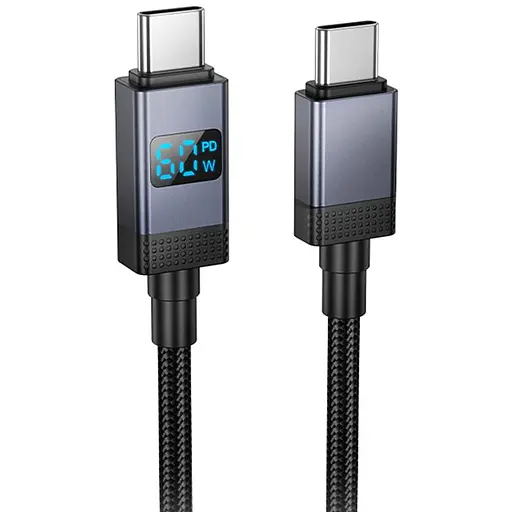 Дата кабель Hoco X118 Generous with display Type-C to Type-C 60W (1m) Black