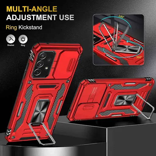 Ударостійкий чохол Camshield Army Ring для Samsung Galaxy A73 5G Червоний / Red - фото 3