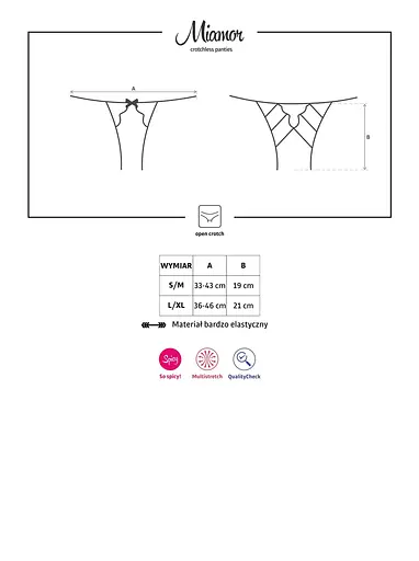 Стрінги з інтимним вирізом Obsessive Miamor S/M чорний - фото 4