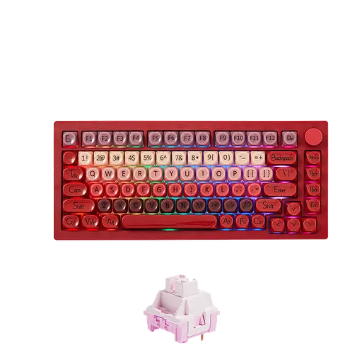 Игровая механическая проводная клавиатура Veekos K75 / Frost Pink Switch / Hot-Swap / Red - фото 2