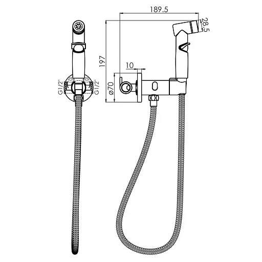 Набір гігієнічного душу прихованого монтажу Imprese Kucera black matt, Чорний матовий - фото 2