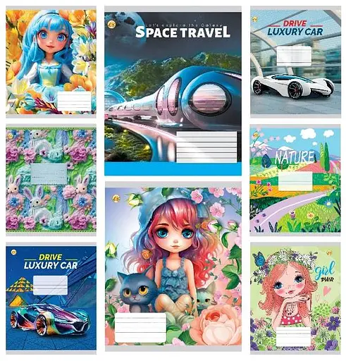 Зошити учнівські 12 аркушів коса лінія 25 штук в упаковці ТЕ43115