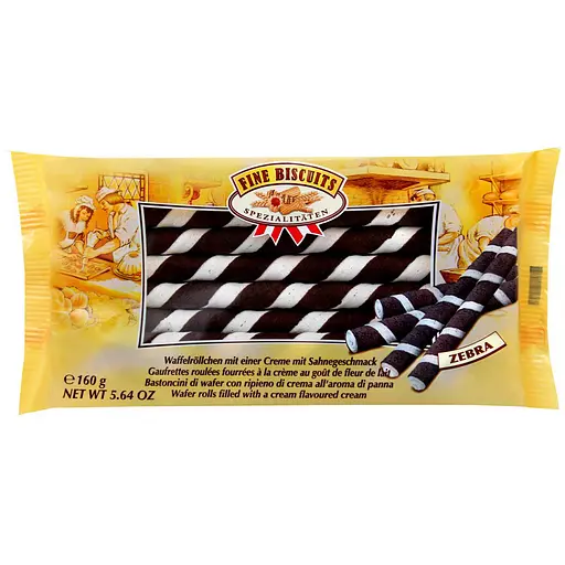 Вафельні трубочки Feiny Biscuits Zebra 160 г  - фото 1