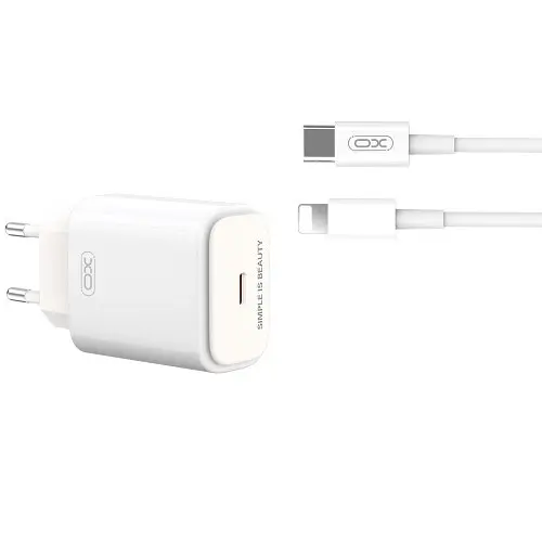Мережевий зарядний пристрій XO L90B EU PD20W Light fast home charger with Lightning cable Білий - фото 3