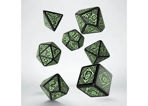 Набор кубиков Celtic 3D Revised Black & green Dice Set , 7 шт. (SCER21) - фото 2