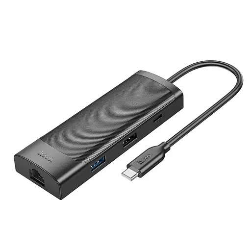 Адаптер перехідник Hoco HB44 8 в 1 Type-C converter чорний - фото 5