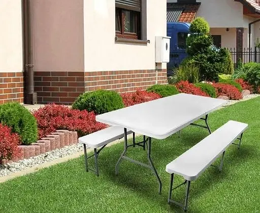 Набор садовой мебели SpringFun стол складной 180см + 2 лавки для пикника 175/230 кг - фото 9