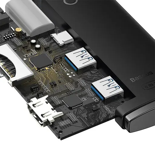 Хаб-адаптер - кардридер Baseus Lite Series 6-Port Usb-C Hub WKQX050001 - фото 5