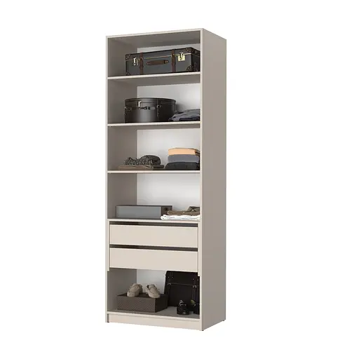 Шафа 2-дверна MebelStar Оскар Gloss BL-B, блок шухляд+полиці 80x52x220 см Антрацит/Альмонд (MBS-5137) - фото 2