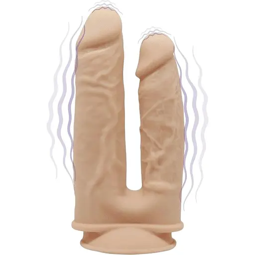 Подвійний фалоімітатор з вібрацією SilexD Double Gusto Flesh Motor (Model 1 size 8" & 7"), двошарові