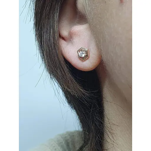 Золотая моносерьга-пуссета Платон с фианитом. 1С157/01Б-1 - фото 2