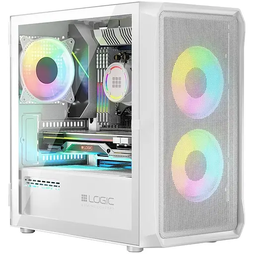 Корпус LogicConcept PORTOS MESH+GLASS ARGB fans 3x120mm WHITE без БЖ mATX