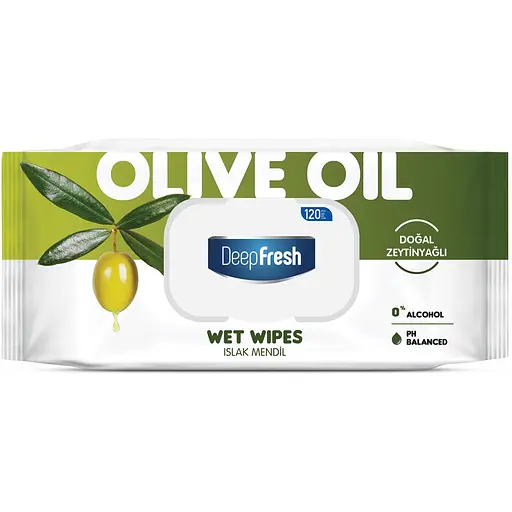 Салфетки влажные Deep Fresh Green Nature Olive Oil с клапаном 120 шт.