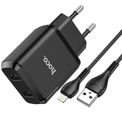 Адаптер HOCO Lightning cable Speedy dual port charger set N7 |2USB, 2.1A| (Safety Certified) - фото 2
