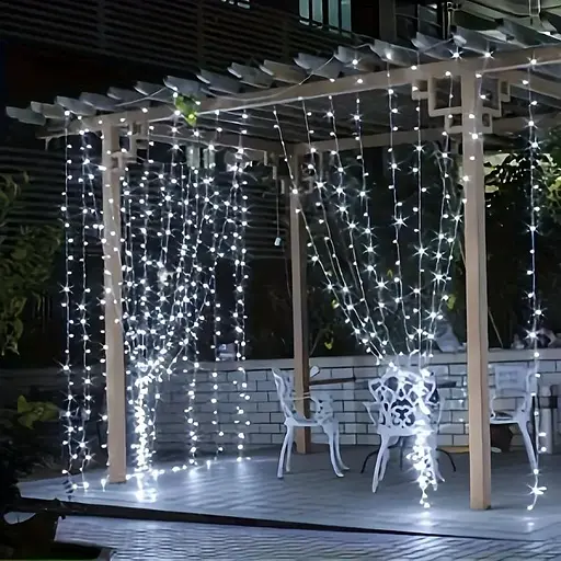 Гірлянда штора 300 LED діодів 8 режимів миготіння, 3 х 3 м, Холодний / білий колір (00302) - фото 4