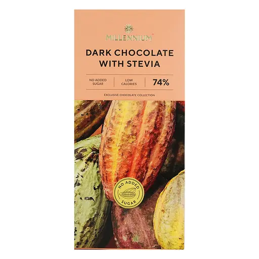 Шоколад Millennium черный со стевией 74% 100 г (843944)