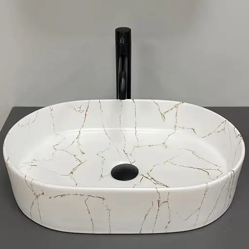 Умивальник VBI Verona 50 gold marmo glossy накладний VBI-011329, Золотий - фото 4