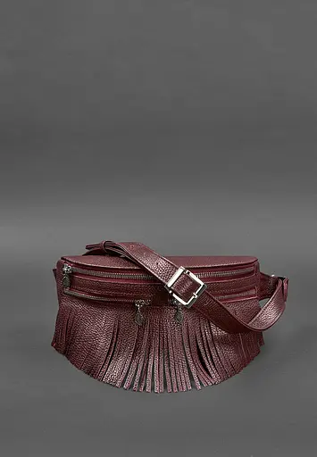 Шкіряна жіноча сумка на пояс Spirit бордова - фото 7