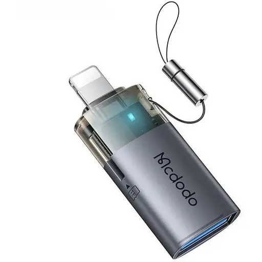 Адаптер Mcdodo 2 в 1 USB-A to Lightning with TF Card Reader Adapter Чорний