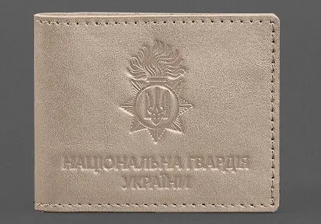 Кожаная обложка для служебного удостоверения Национальной гвардии Светло-бежевая - фото 1