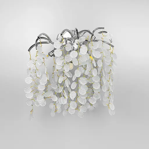 Бра в срібному кольорі з білими пластинами Line F YG 28 CH-WH - фото 1