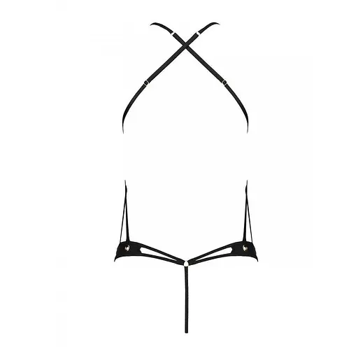 Боди из эко-кожи с ремешками и перфорацией Passion Tamaris Body black L/XL - фото 4