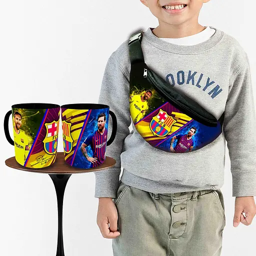 Подарочный набор :Сумка-бананка+ Кружка Лионель Месси,Барселона футбол (00263)