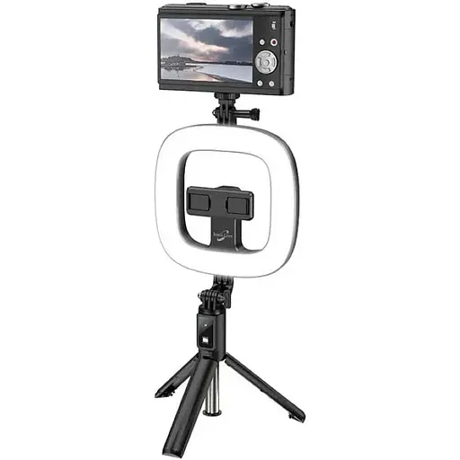 Держатель с кольцевым освещением Hoco Showfull fill light live broadcast holder LV03 Plus BT4.1, 0.95m, LED - фото 1