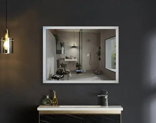 Дзеркало Mixxus FLAT MR04-100x60 з LED Touch, Anti-fog, димером, регулюванням яскравості, годинником (MI6008) - фото 4