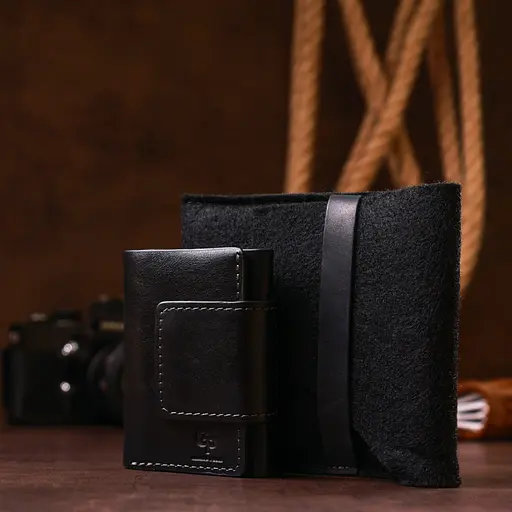 Женское кожаное портмоне Grande Pelle 10х8х2 см acs0024512 - фото 8