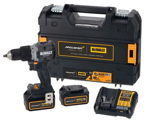 Дрель-шуруповерт ударная DeWalt McLaren F1 Team Limited Edition с АКБ и ЗП DCD85MP2T - фото 1