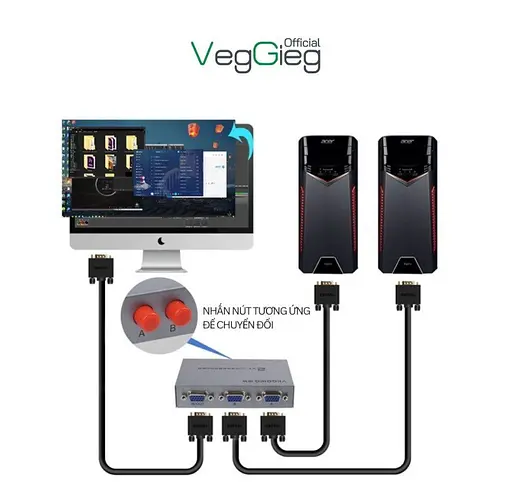 Спліттер 1х2 VGA сигналу VEGGIEG VF201 HD - фото 4