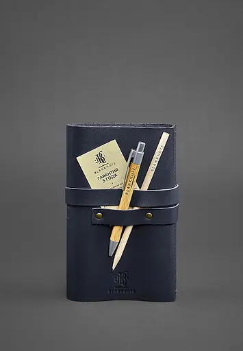 Шкіряний блокнот (Софт-бук) 1.0 Темно-синій Краст - фото 4