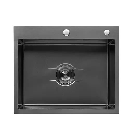 Кухонна мийка Kroner KRP Derby - 6050HM PVD (2,5/0,5 мм) CV027242, Чорний - фото 1