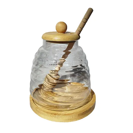 Банка для меда стеклянная Edenberg с крышкой и ложкой-дозатором 440 мл (EB-19782)