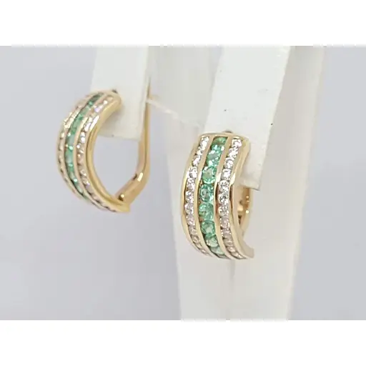 Золоті сережки Центрумикс трейд з діамантами і смарагдом. ЕЕ6119К - фото 2