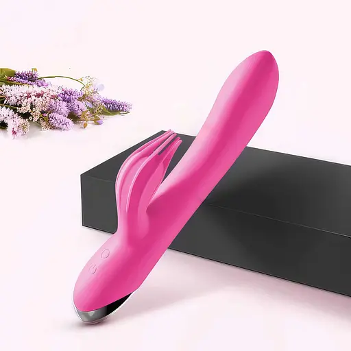 Подвійний силіконовий вібратор кролик жіночий для стимуляції точки G Mr. Rabbit фуксія - фото 2
