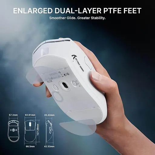 Бездротова миша ATTACK SHARK V8 42000 DPI PAW3950MAX Nordic 54L15 8K Біла - фото 2