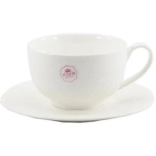Чашка з блюдцем порцелянова Tudor Сітка 350 мл (TU2755)