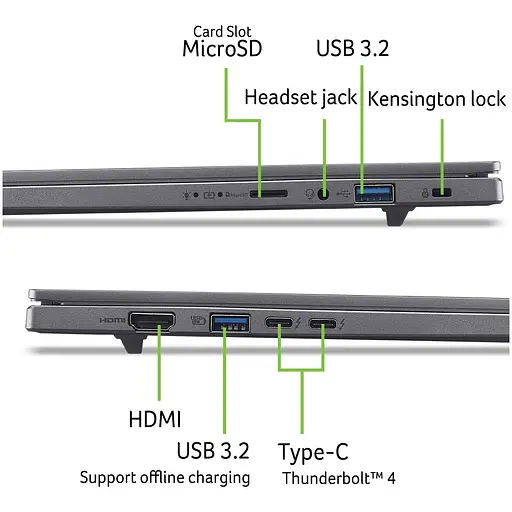 Ноутбук Acer Aspire 16 AI A16--70T8 Ultra 7 258V la 48GHz, +, 32GB LPDDR5X, 2TB, Arc, Без ОС - фото 12