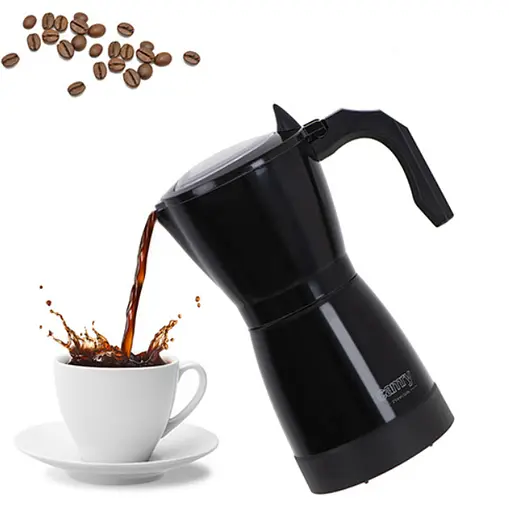 Электрическая гейзерная кофеварка Camry CR 4415B Moka 300 мл 6 чашек 480 Вт алюминиевая база 360° черная - фото 5