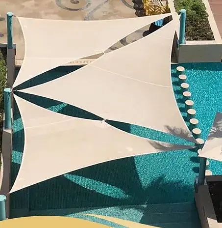 Тент навіс затіняючий трикутний 3х3х3м Сітка (Молочний) - фото 2