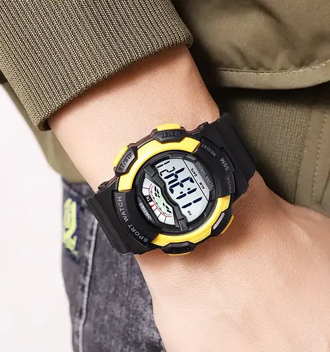 Чоловічий спортивний годинник Skmei 2153 (Чорний з жовтим) - фото 4