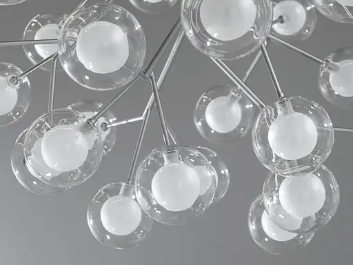 Вишукана люстра на кухню "Світлячок", 36 ламп, хром сатин - фото 3