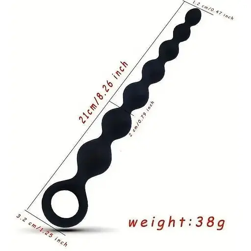 Чорний силіконовий анальний ланцюжок з кільцем - фото 3