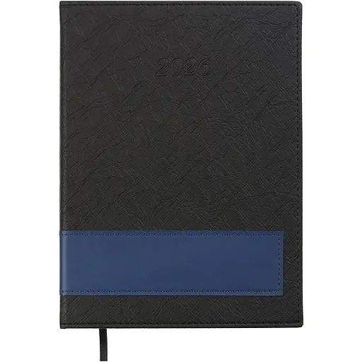 Щоденник датований Buromax Prestige 2026 A5 штучна шкіра чорний (BM.21147-01)