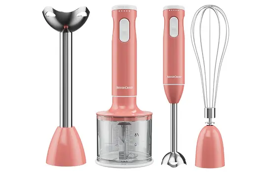 Блендер погружной SilverCrest 3 в 1 SSMS 600w, многофункциональный, мощный, три цвета Розовый - фото 1