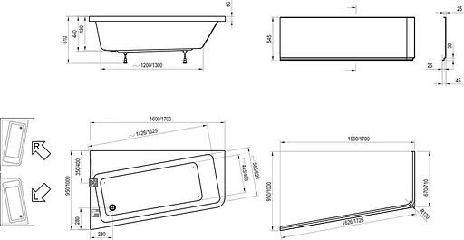 Ванна акриловая Ravak 10° 170x100 левая C811000000 - фото 6