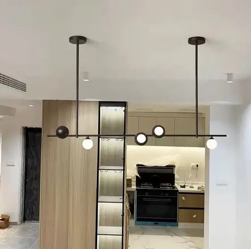 Видовжена підвісна люстра SIMPLE у чорному каркасі Line.F Довжина 100 см - фото 9